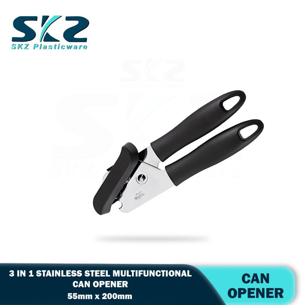 SKZ 3in1 Stainless Steel Tin Opener Cordless Tin Opener with Lids Off Jar Opener and Bottle Opener