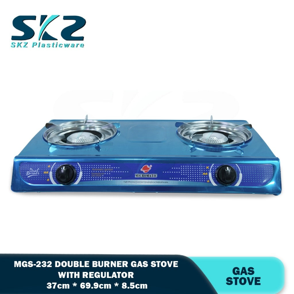 MICROMATIC MGS-232 Gas Stove Double Burner Stainless with Regulator
