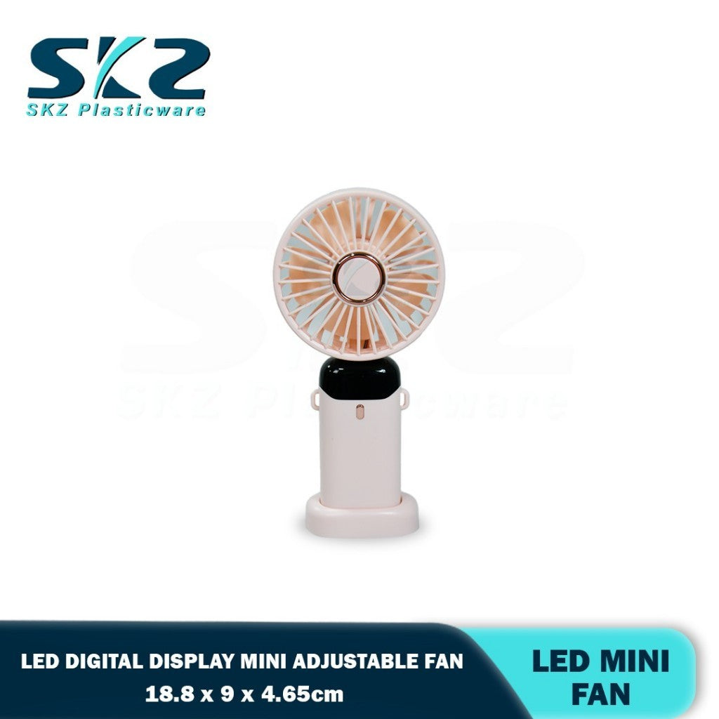 SKZ NEW Mini Portable Fan Usb Rechargeable Handheld Fan Smart Led Digital Display 5 Speed Adjustable