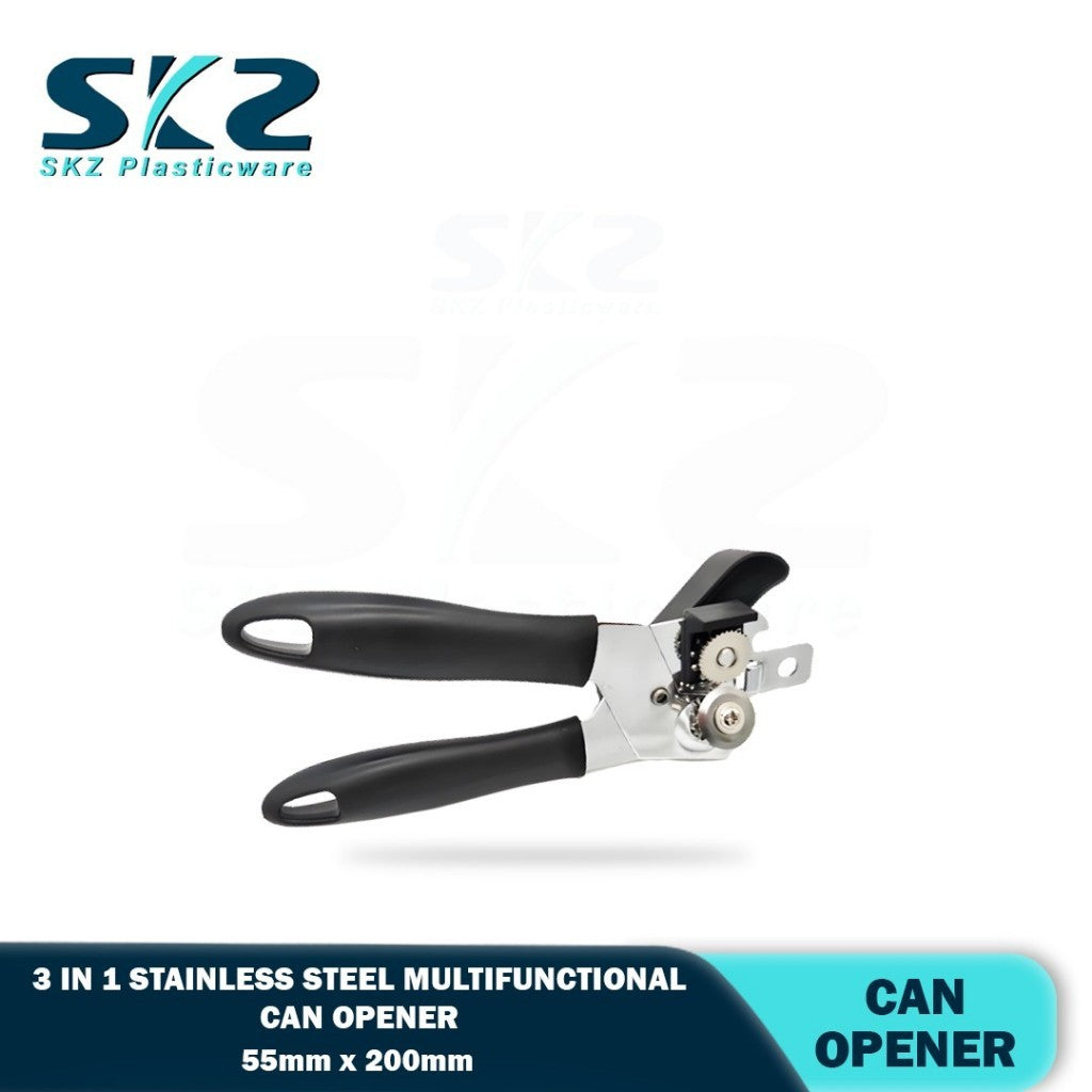 SKZ 3in1 Stainless Steel Tin Opener Cordless Tin Opener with Lids Off Jar Opener and Bottle Opener