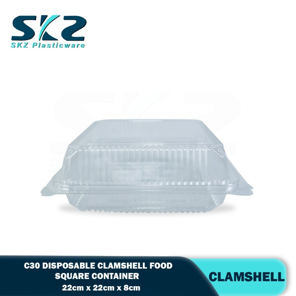 C30 Clamshell Clear Plastic Canister Disposable container 25pcs