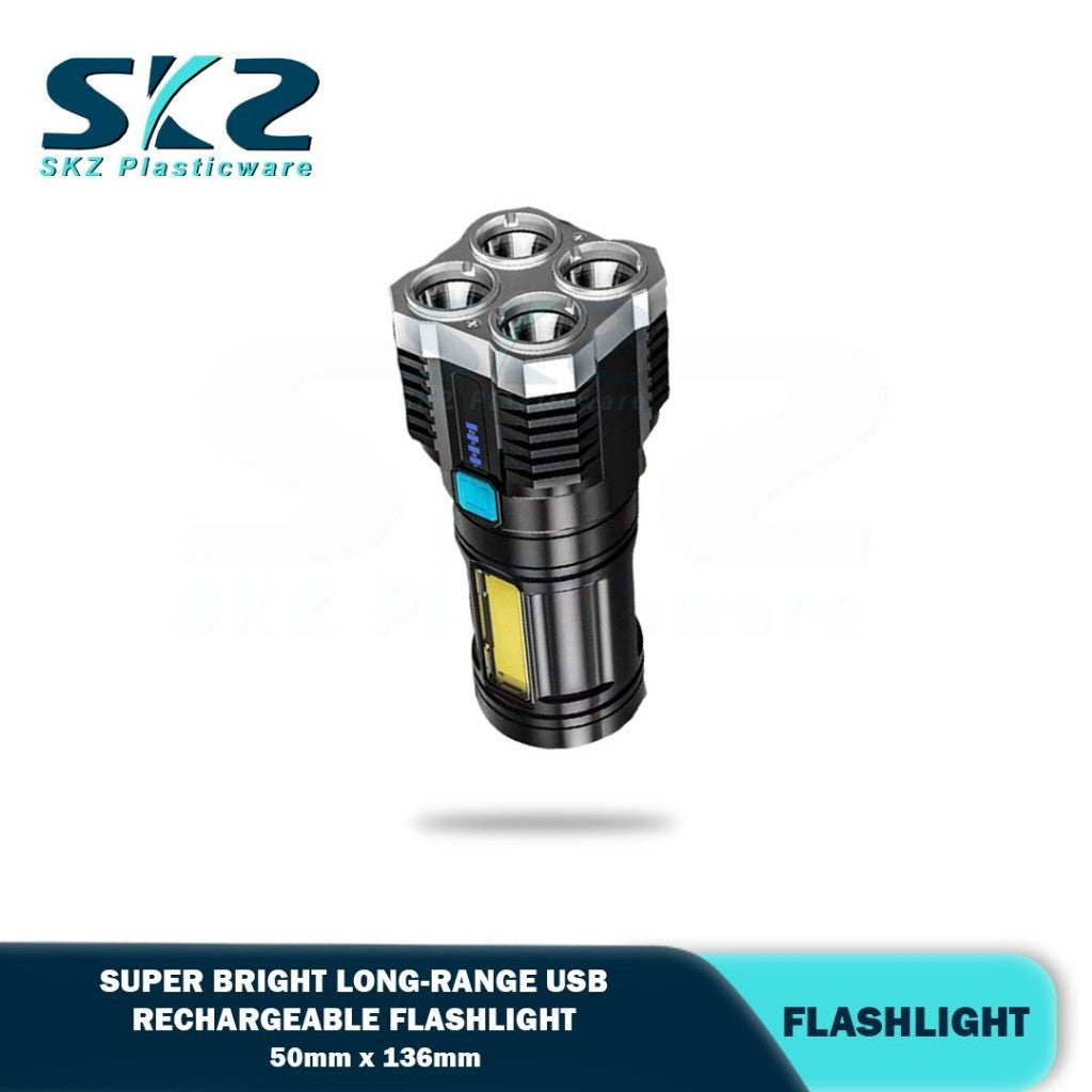 SKZ S03 strong light led four heads USB rechargeable outdoor camping high-power flashlight