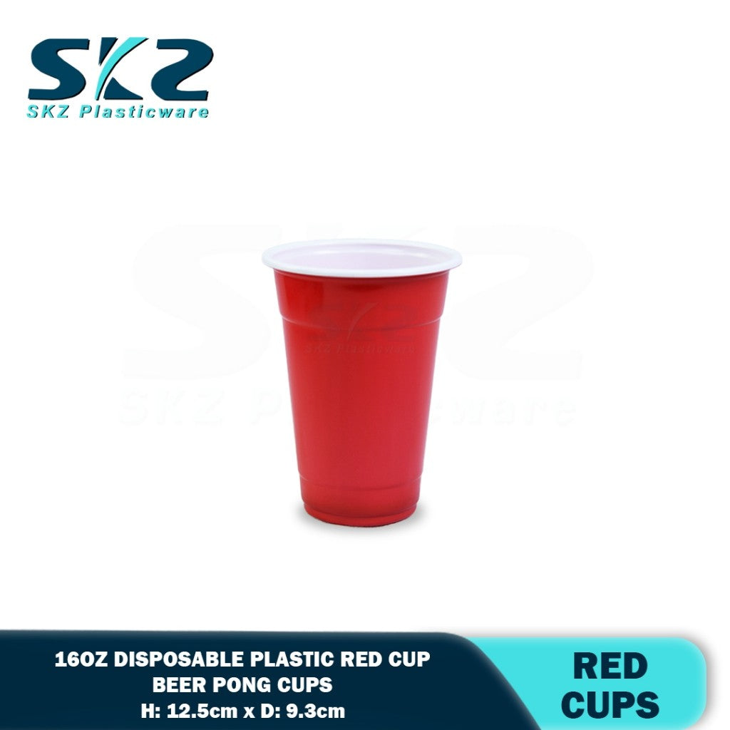 SKZ [50 PCS] RED PARTY PLASTIC HARD CUPS (8 oz, 12oz, 16oz) PARTY CUPS DRINKING CUPS