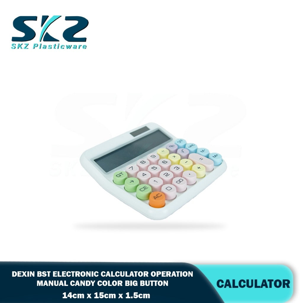 SKZ A2-107 DX8866 Macaroon Calculator Rectangle 12 Digits Candy Color Solar RANDOM COLOR