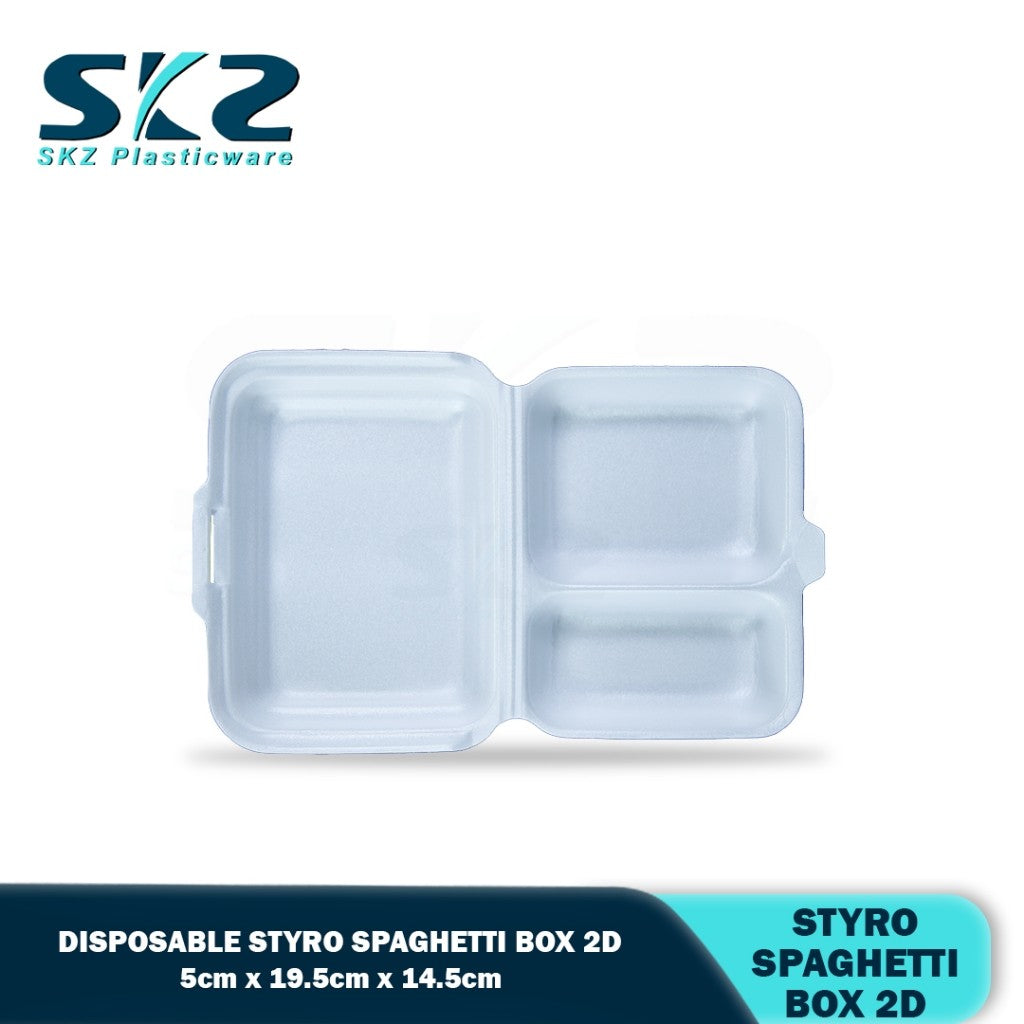 SKZ 100 pcs - Lunch Box 2 (LB 2, LB-2) - Food Styro Box, Disposable Food styro, 2 divisions