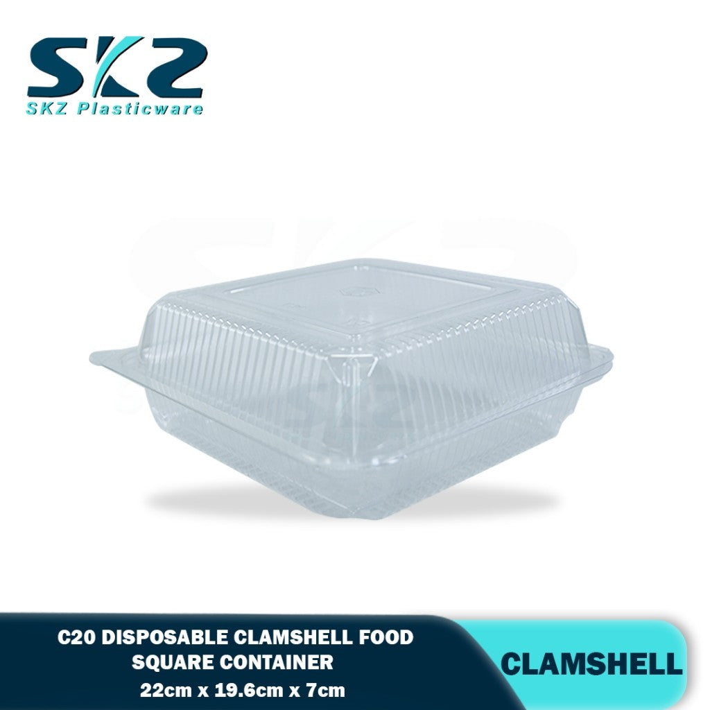 C20 Clamshell Clear Plastic Canister Disposable food container