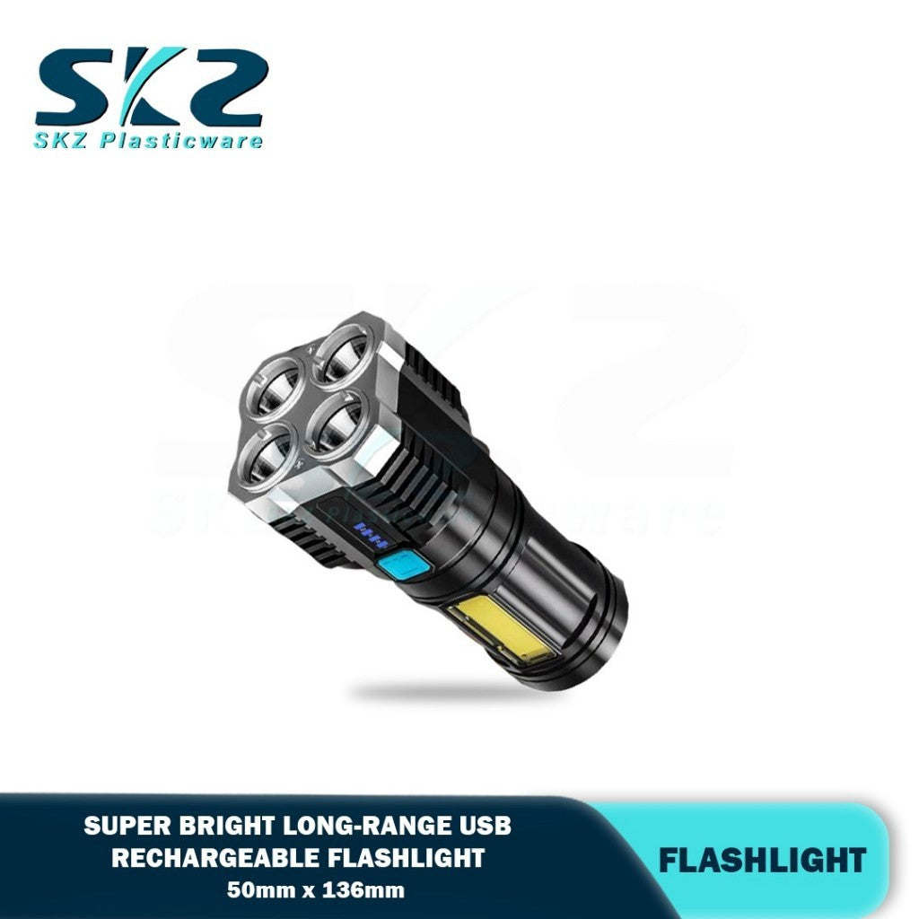 SKZ S03 strong light led four heads USB rechargeable outdoor camping high-power flashlight