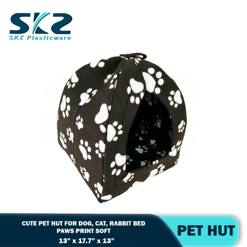 SKZ Soft Fleece Pet Hut cat litter Dog kennel Cute Puppy Rabbit Bed Paws Print Soft