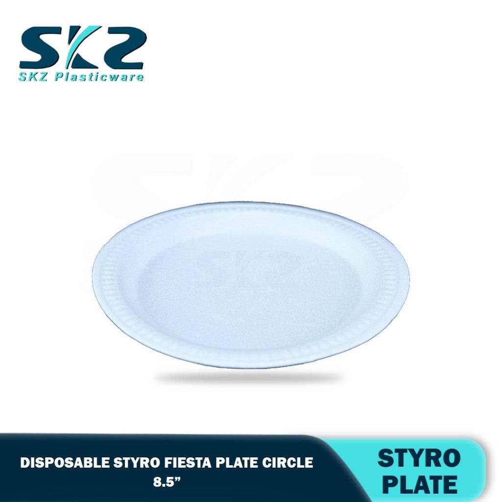 SKZ 100pcs Styro Plates, Disposable Styro Plates, Fiesta Styro Plates, Round Styro Plates 8.5inches