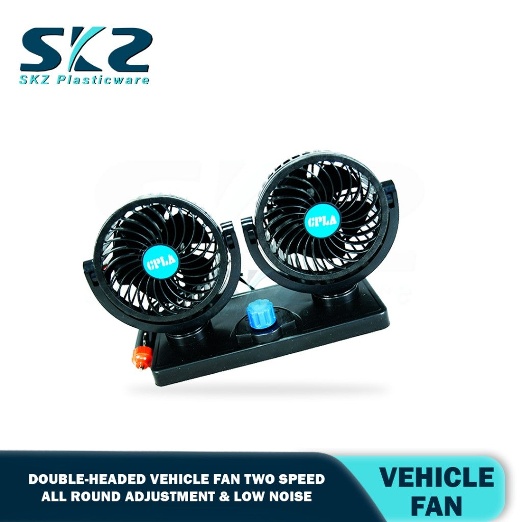 SKZ Car fan 12v/24v double-headed high-power mute strong wind cooling cooling truck special fan S-32