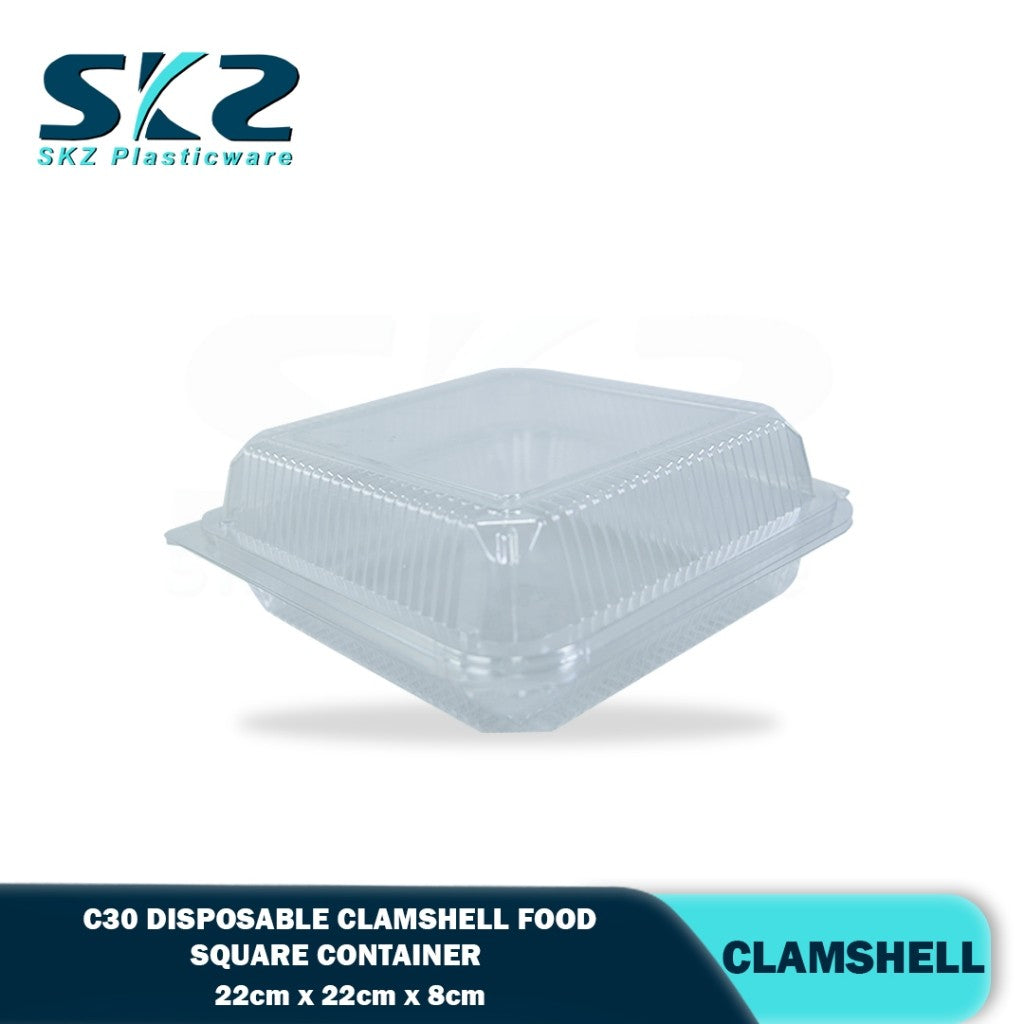 C30 Clamshell Clear Plastic Canister Disposable container 25pcs