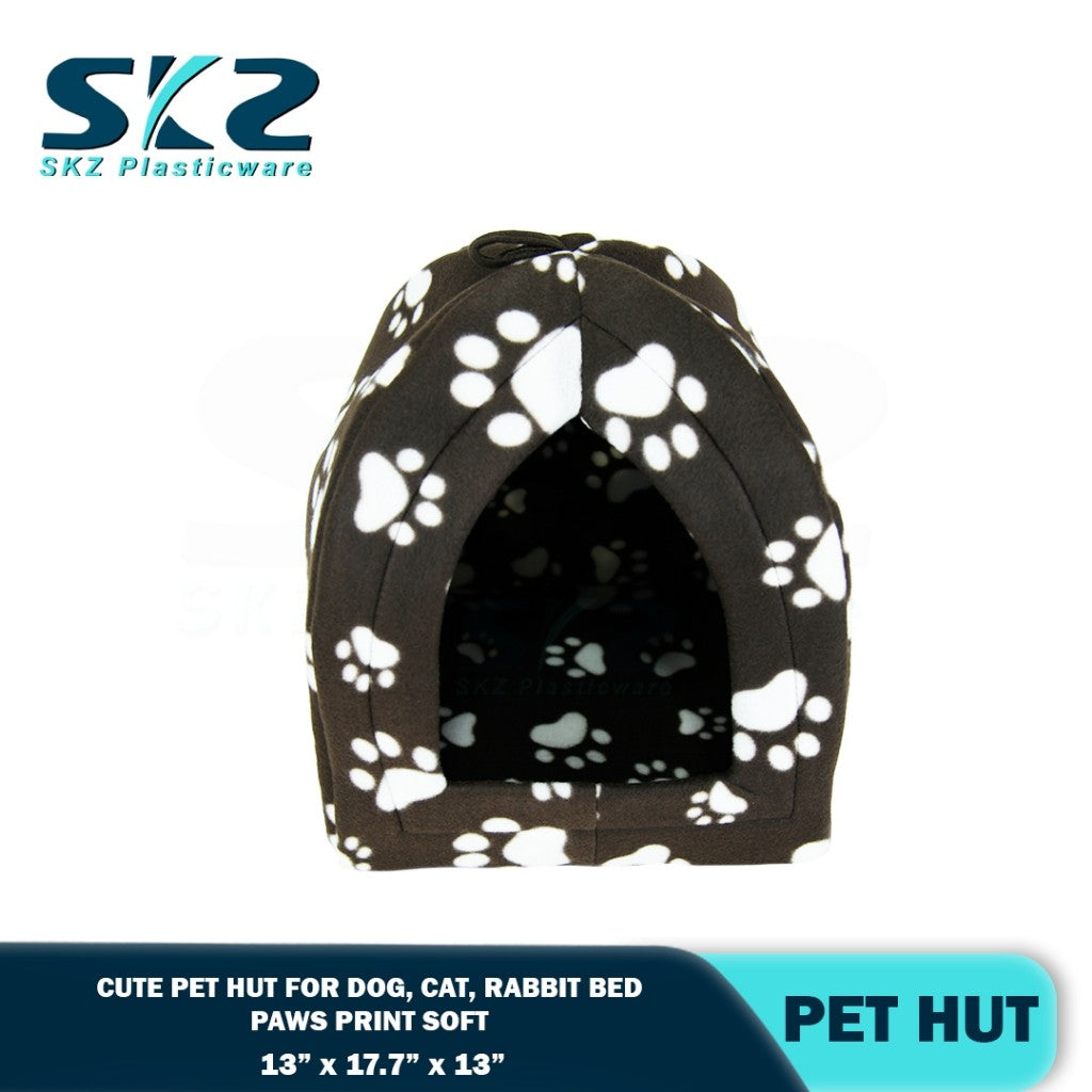 SKZ Soft Fleece Pet Hut cat litter Dog kennel Cute Puppy Rabbit Bed Paws Print Soft