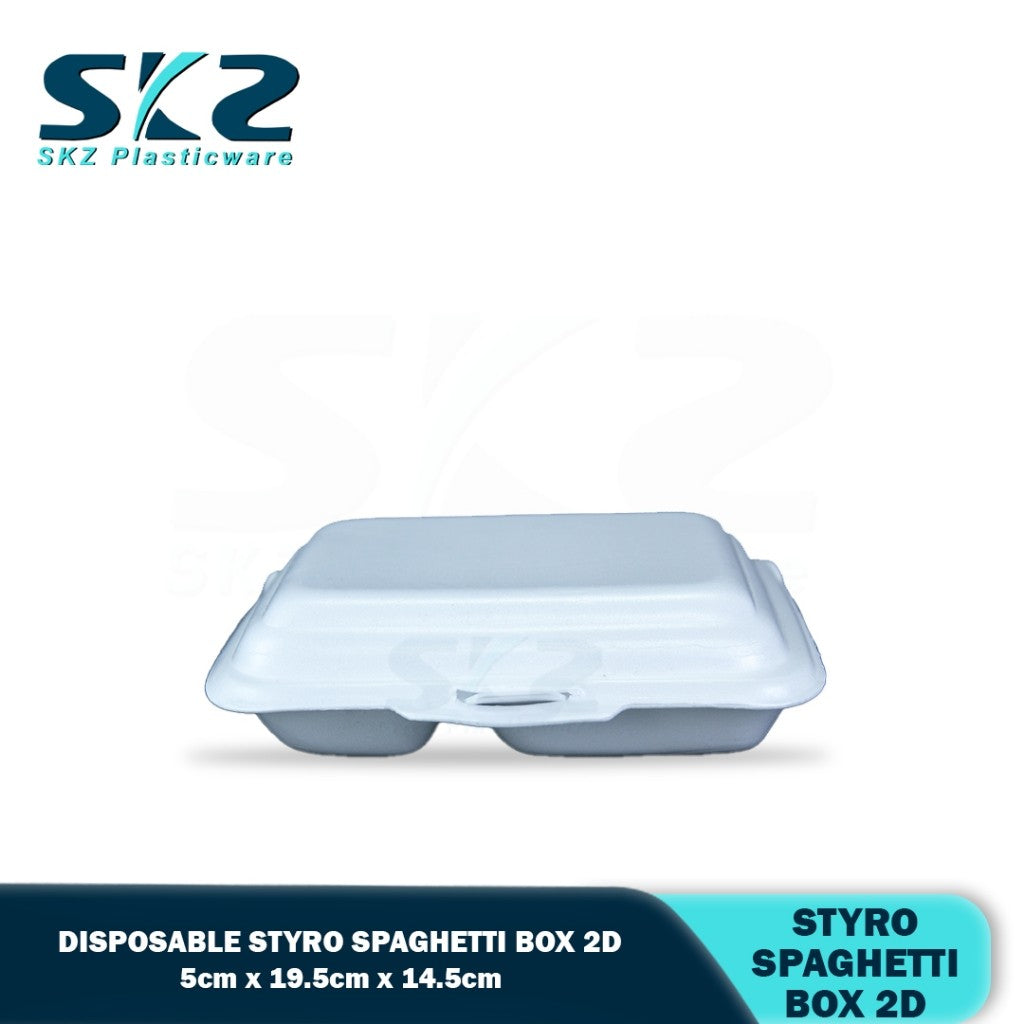 SKZ 100 pcs - Lunch Box 2 (LB 2, LB-2) - Food Styro Box, Disposable Food styro, 2 divisions