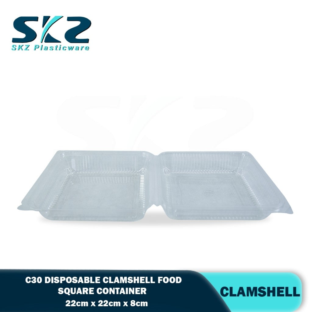 C30 Clamshell Clear Plastic Canister Disposable container 25pcs