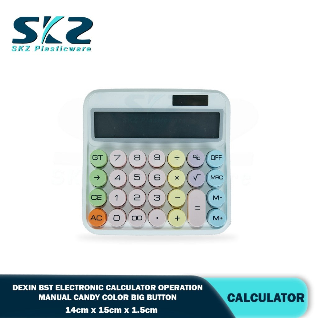 SKZ A2-107 DX8866 Macaroon Calculator Rectangle 12 Digits Candy Color Solar RANDOM COLOR