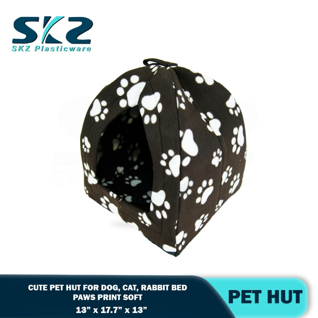 SKZ Soft Fleece Pet Hut cat litter Dog kennel Cute Puppy Rabbit Bed Paws Print Soft