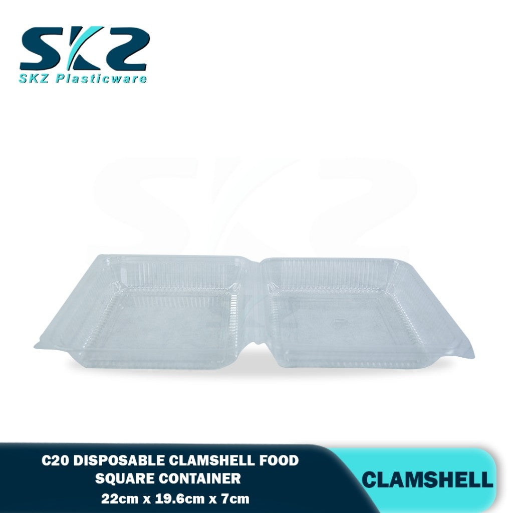 C20 Clamshell Clear Plastic Canister Disposable food container