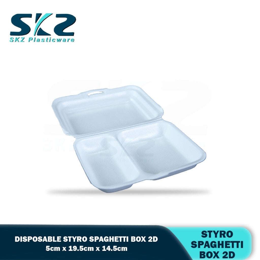 SKZ 100 pcs - Lunch Box 2 (LB 2, LB-2) - Food Styro Box, Disposable Food styro, 2 divisions