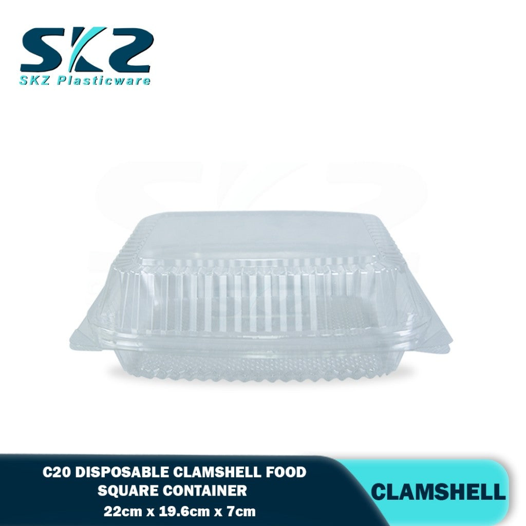 C20 Clamshell Clear Plastic Canister Disposable food container