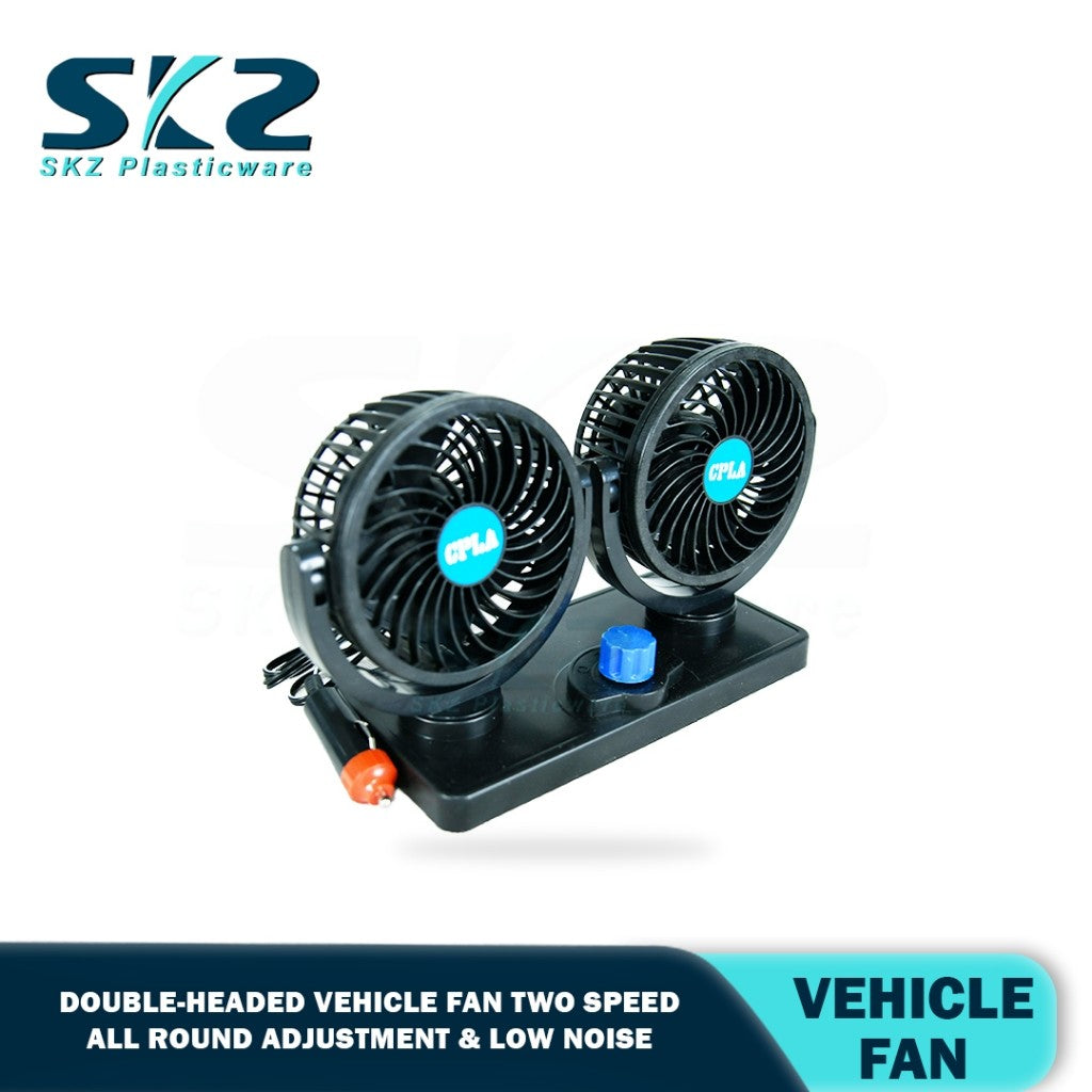 SKZ Car fan 12v/24v double-headed high-power mute strong wind cooling cooling truck special fan S-32
