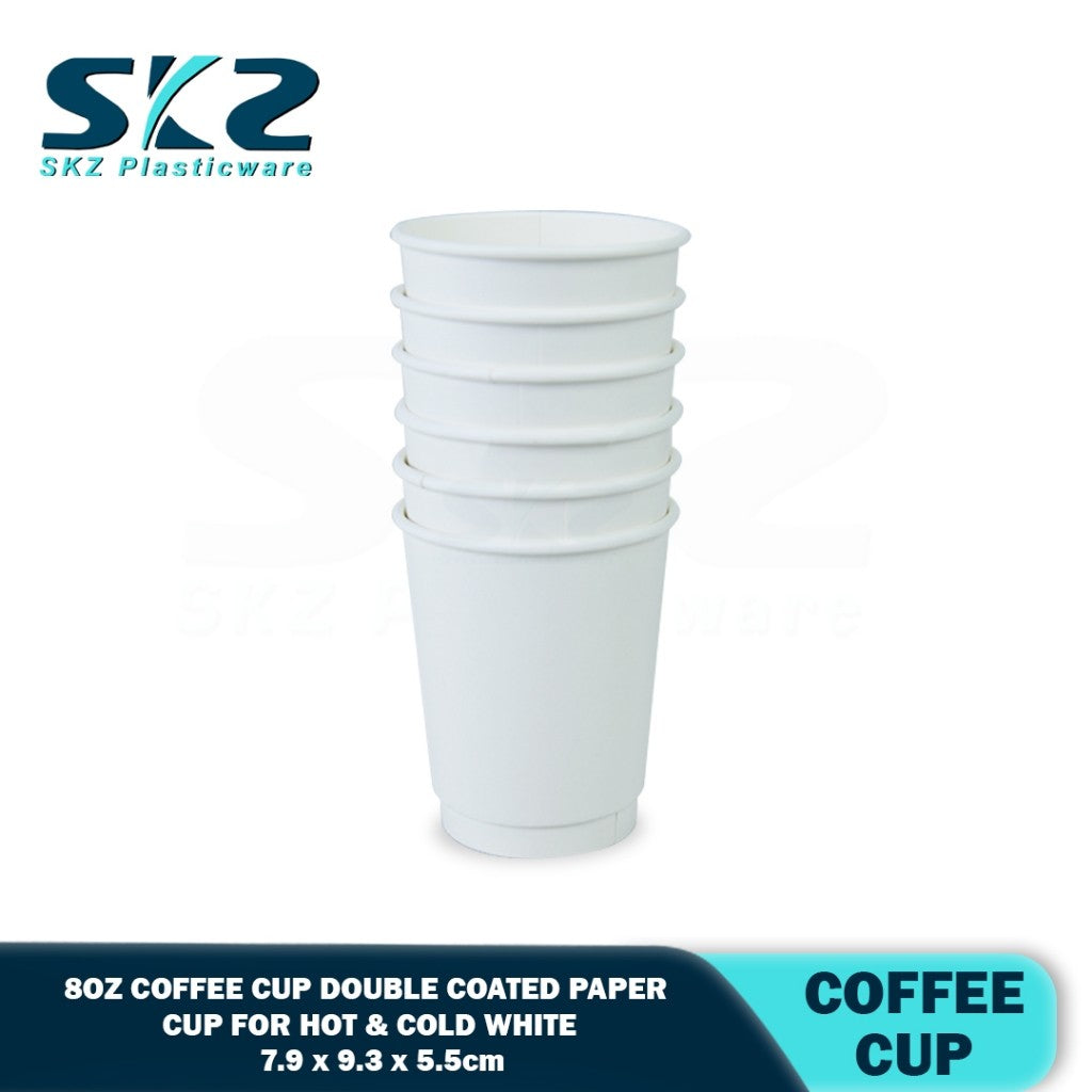 SKZ 8oz Coffee cup double coated paper cup for hot & cold 25pcs/pack