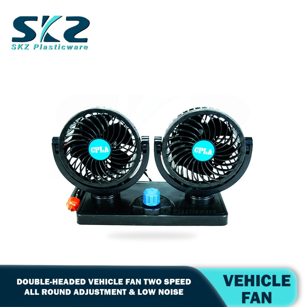 SKZ Car fan 12v/24v double-headed high-power mute strong wind cooling cooling truck special fan S-32