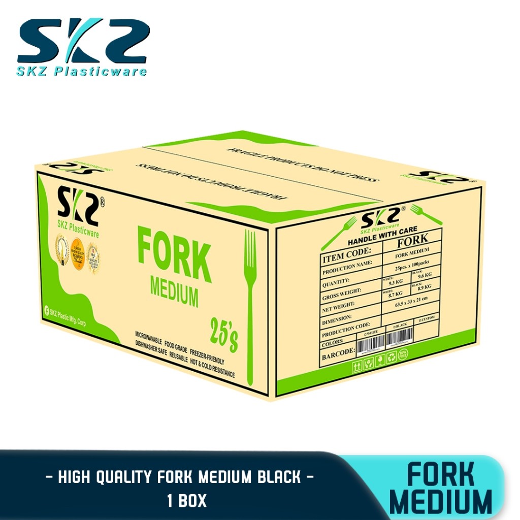 SKZ FORK MEDIUM WHITE AND BLACK [FMED WHITE] ENVIRONMENTAL FRIENDLY FOOD STORAGE MICROWAVABLE