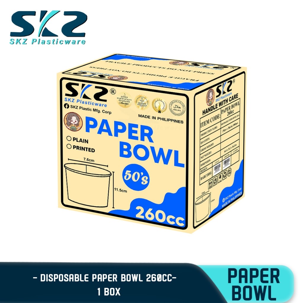SKZ Paper Bowl Laminated with design 260cc 1box
