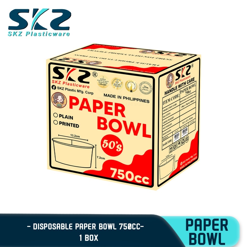 SKZ Paper Bowl Laminated with design 750cc 1box