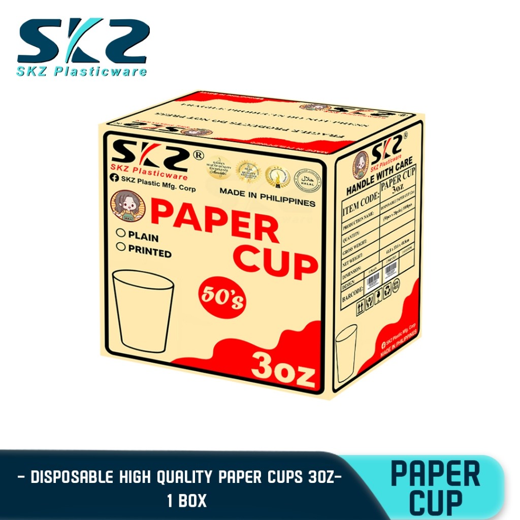 SKZ 3oz DISPOSABLE PRINTED PAPER CUP HOT AND COLD AVAILABLE