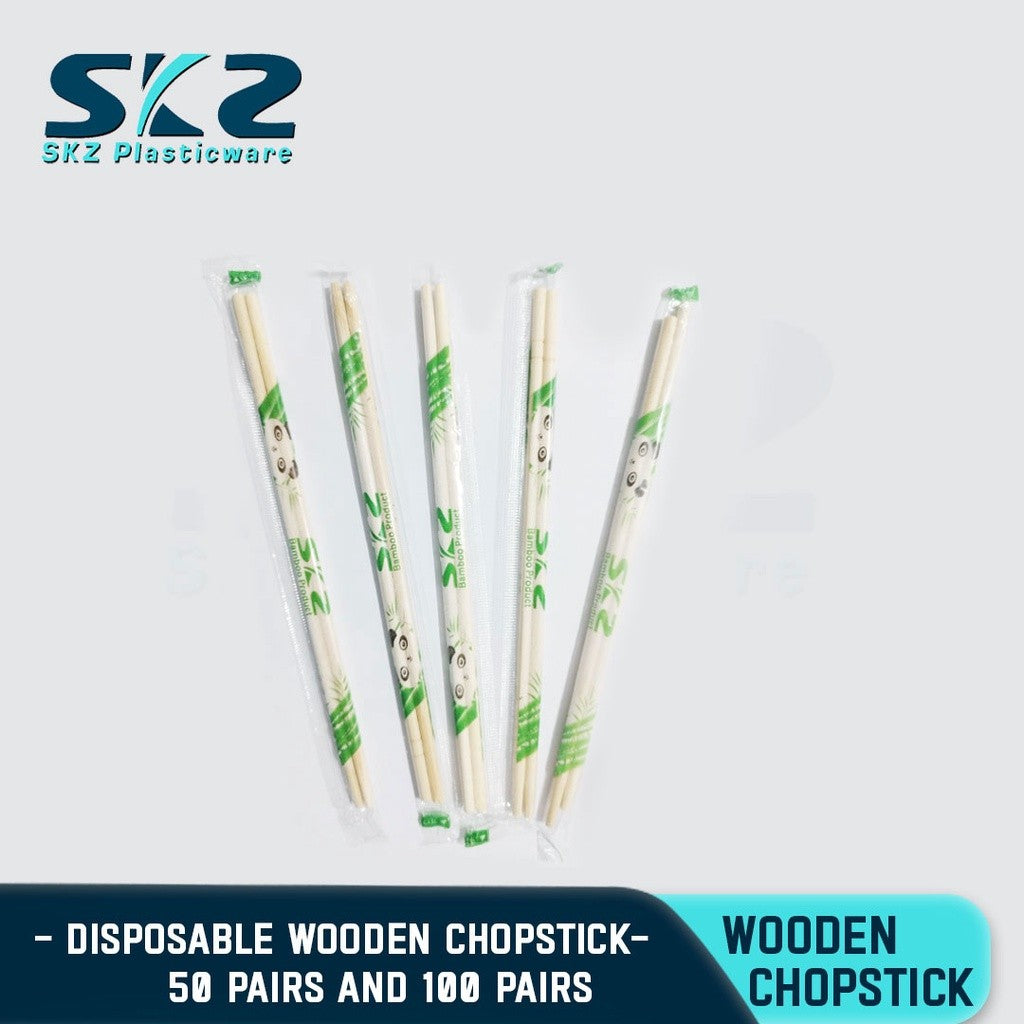 SKZ DISPOSABLE WOODEN CHOPSTICK 50 AND 100PAIR PER PACK ENVIRONMENTAL FRIENDLY DISPOSABLE CHOPSTICK