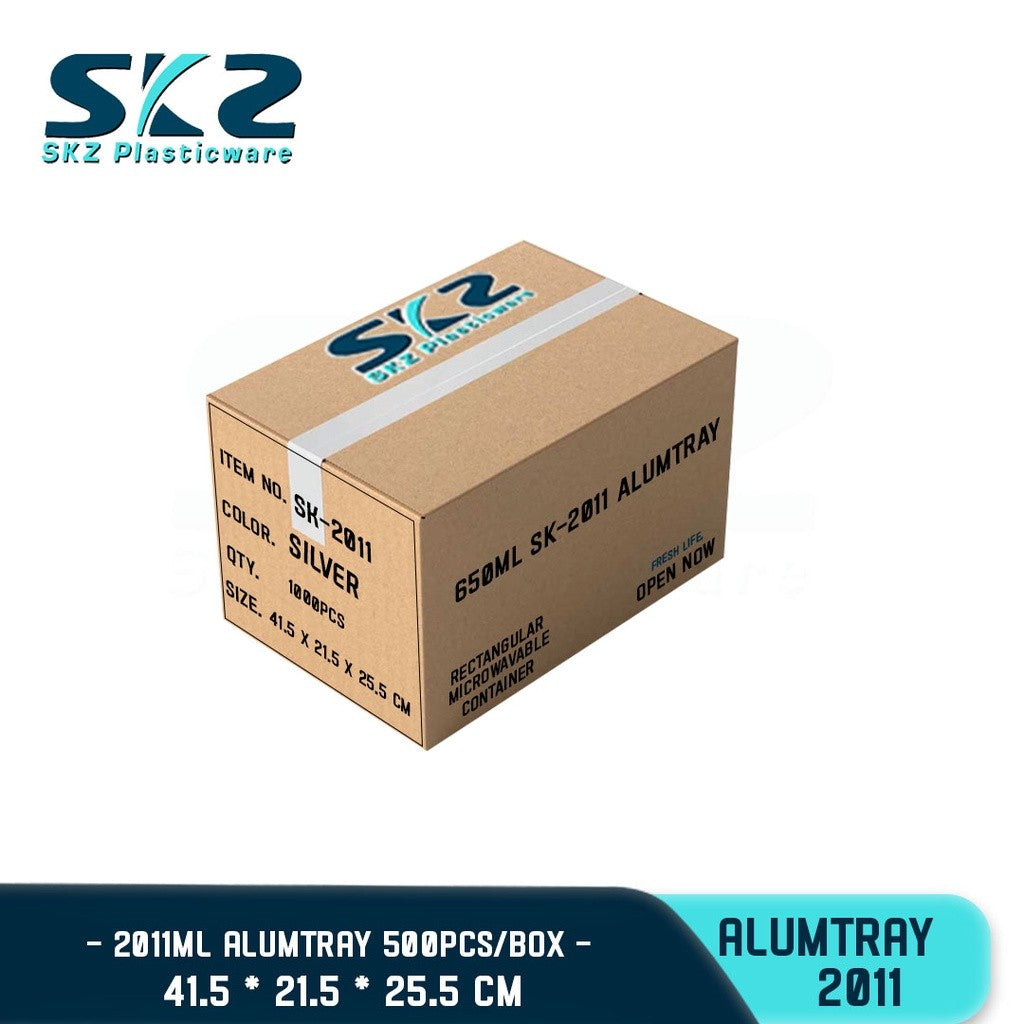 SKZ 1BOX ALUMINUM FOIL TRAY 650ML [2011] RECTANGULAR ALUMTRAY WITH LID 1000PCS