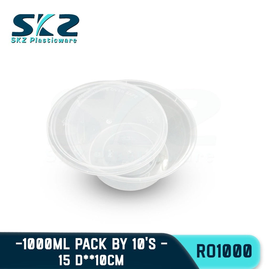 SKZ 10PCS CLEAR AND BLACK ROUND CONTAINER RO250-1500 ENVRONMENTAL FRIENDLY FOOD STORAGE MICROWAVABLE