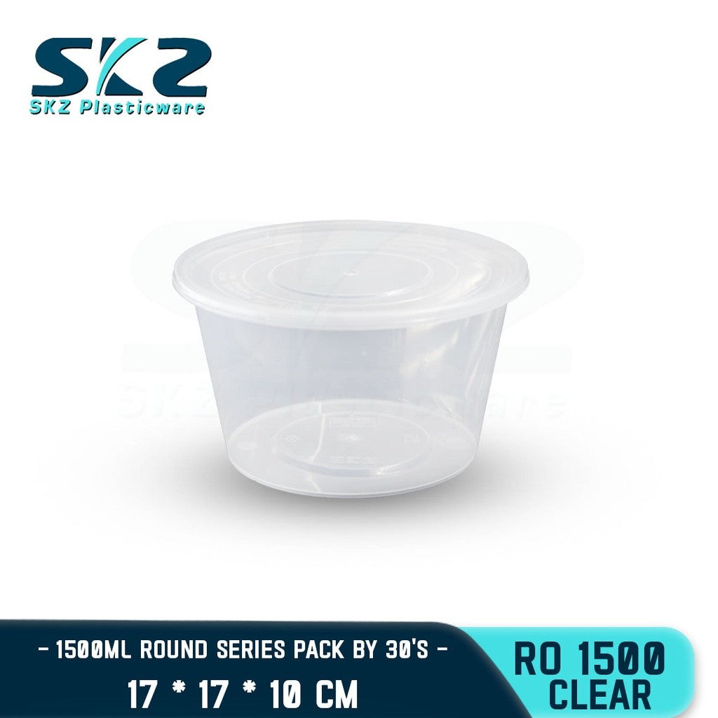 SKZ 10PCS CLEAR AND BLACK ROUND CONTAINER RO250-1500 ENVRONMENTAL FRIENDLY FOOD STORAGE MICROWAVABLE