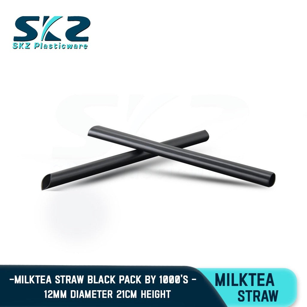 SKZ MILKTEA STRAW BLACK AND WHITE INDIVIDUALLY WRAPPED DISPOSABLE STRAW FOR MIKTEA AND SHAKES
