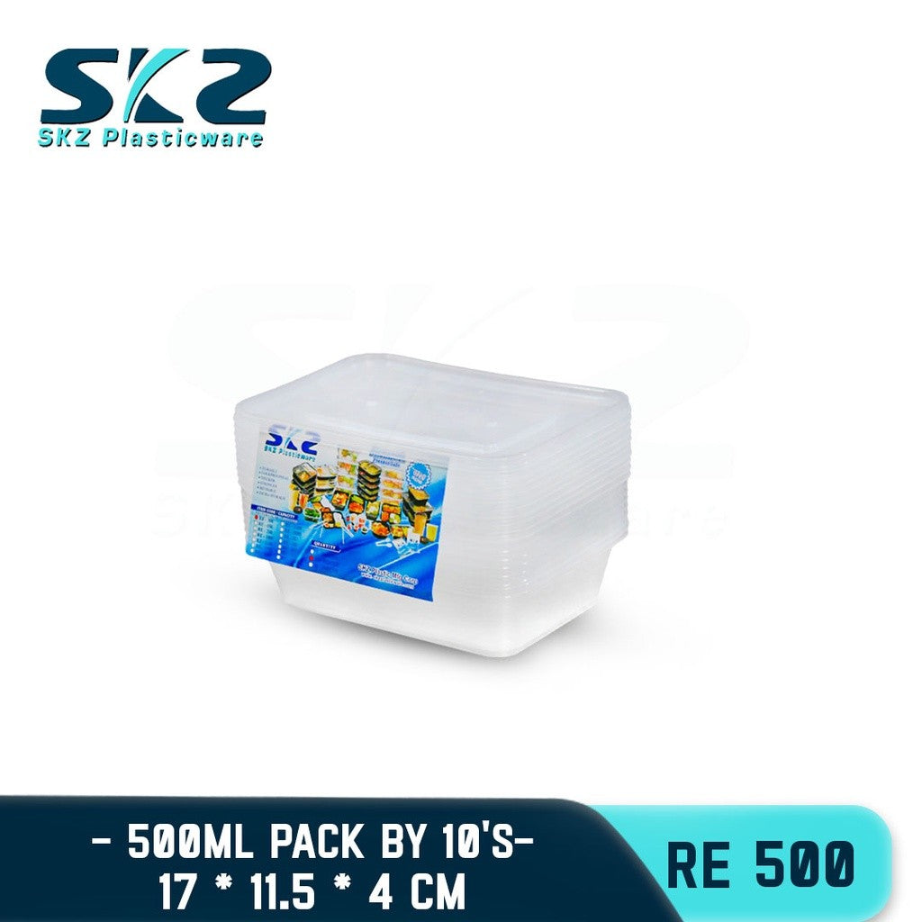 SKZ 10PCS CLEAR AND BLACK CONTAINER RE500-2500 ENVIRONMENTAL FRIENDLY FOOD STORAGE MICROWAVABLE