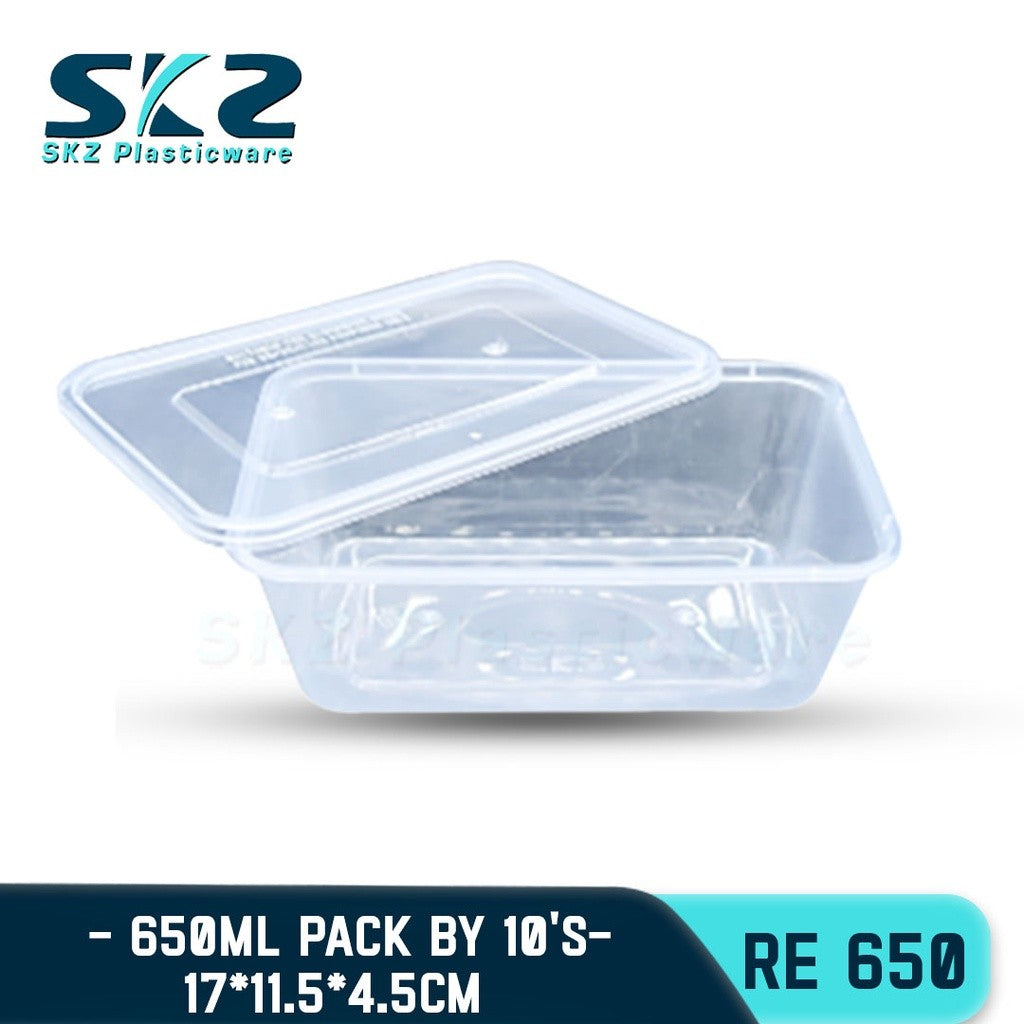SKZ 10PCS CLEAR AND BLACK CONTAINER RE500-2500 ENVIRONMENTAL FRIENDLY FOOD STORAGE MICROWAVABLE