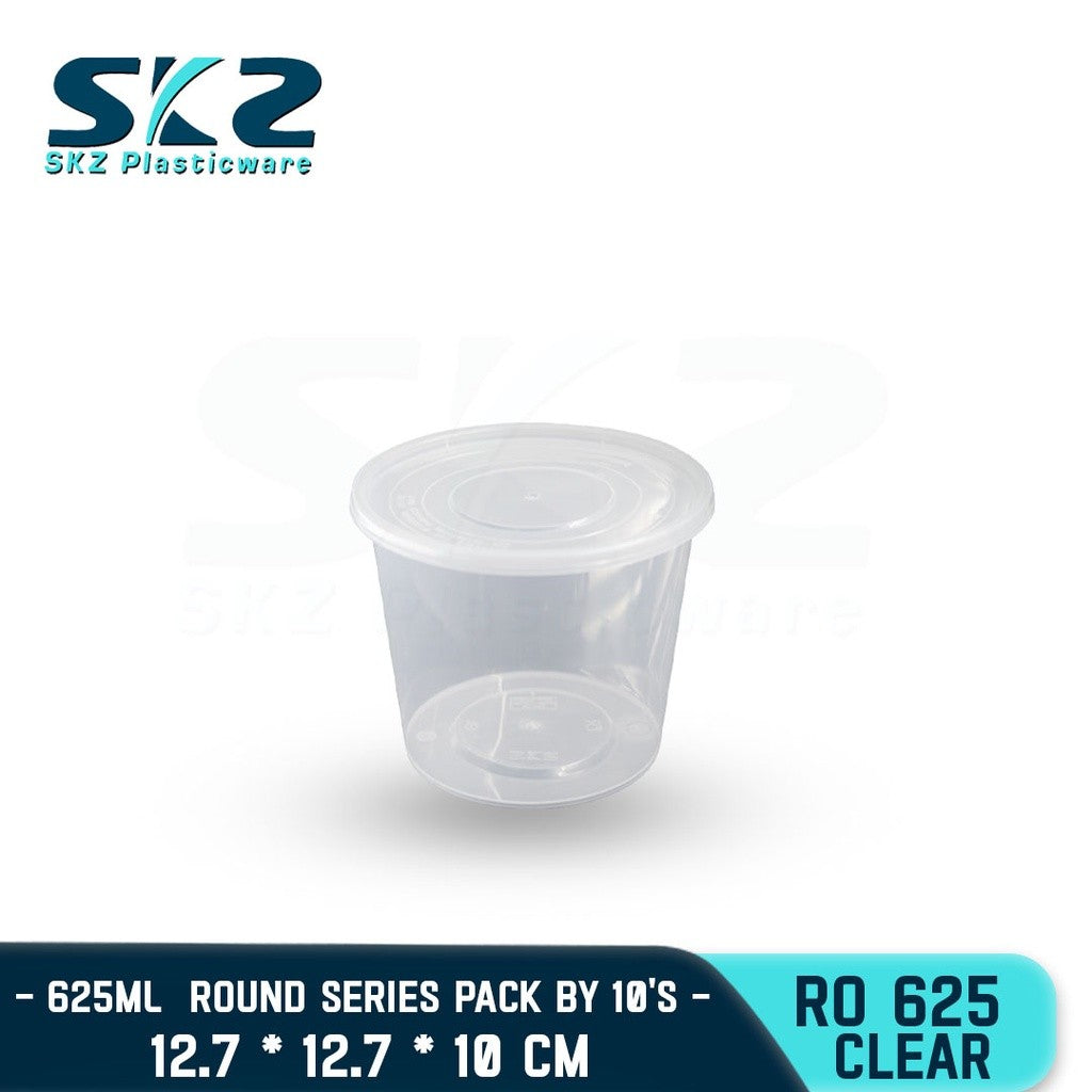 SKZ 10PCS CLEAR AND BLACK ROUND CONTAINER RO250-1500 ENVRONMENTAL FRIENDLY FOOD STORAGE MICROWAVABLE