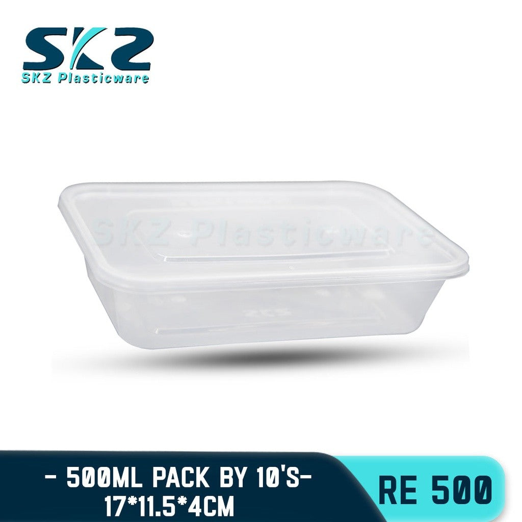 SKZ 10PCS CLEAR AND BLACK CONTAINER RE500-2500 ENVIRONMENTAL FRIENDLY FOOD STORAGE MICROWAVABLE