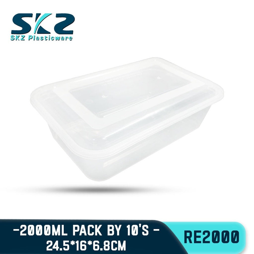 SKZ CLEAR CONTAINER RECTANGULAR SERIES RE2000 ENVIRONMENTAL FRIENDLY FOOD STORAGE MICROWAVABLE