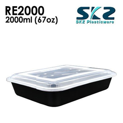 SKZ BLACK CONTAINER RECTANGULAR SERIES RE2000 ENVIRONMENTAL FRIENDLY FOOD STORAGE MICROWAVABLE