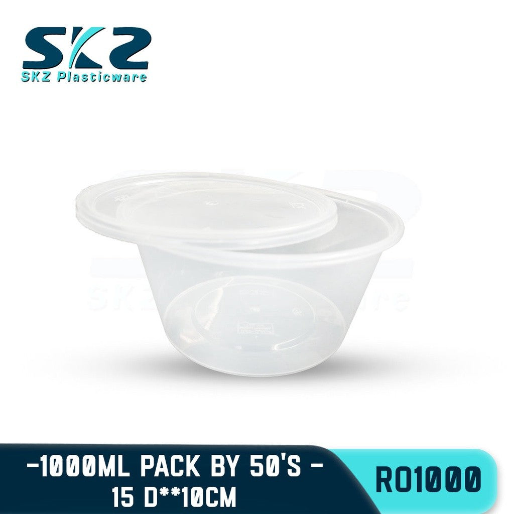 SKZ CLEAR CONTAINER ROUND SERIES R01000 1000ml ENVIRONMENTAL FRIENDLY FOOD STORAGE MICROWAVABLE