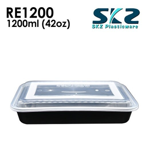 SKZ BLACK RECTANGULAR SERIES RE1200 1200ml ENVIRONMENTAL FRIENDLY FOOD STORAGE MICROWAVABLE