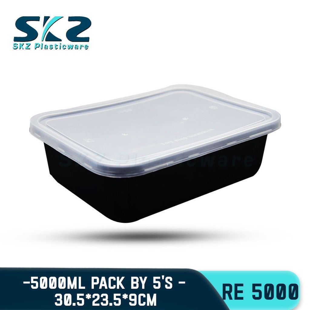 SKZ BLACK PARTY TRAY RECTANGULAR SERIES RE5000  ENVIRONMENTAL FRIENDLY FOOD STORAGE MICROWAVABLE