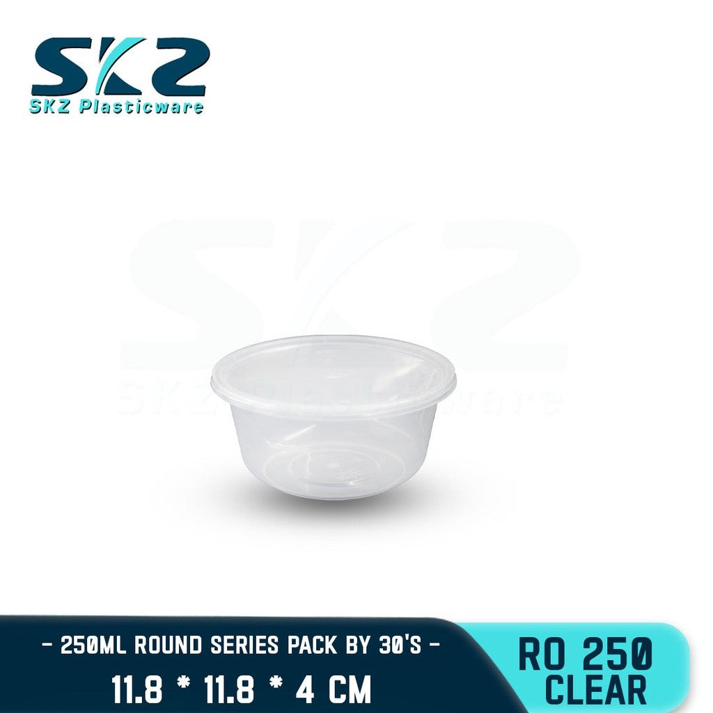 SKZ CLEAR CONTAINER ROUND SERIES R0250 250ml ENVIRONMENTAL FRIENDLY FOOD STORAGE MICROWAVABLE
