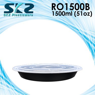 SKZ BLACK CONTAINER ROUND SERIES R01500B 1500ml ENVIRONMENTAL FRIENDLY FOOD STORAGE MICROWAVABLE