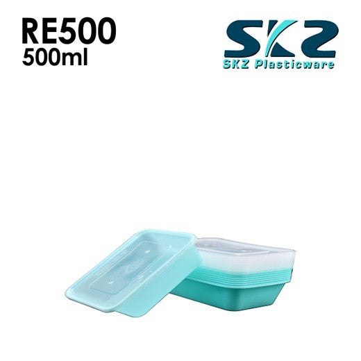 SKZ  1BOX COLORED CONTAINER RECTANGULAR SERIES RE500 ENVIRONMNTAL FRIENDLY FOOD STORAGE MICROWAVABLE