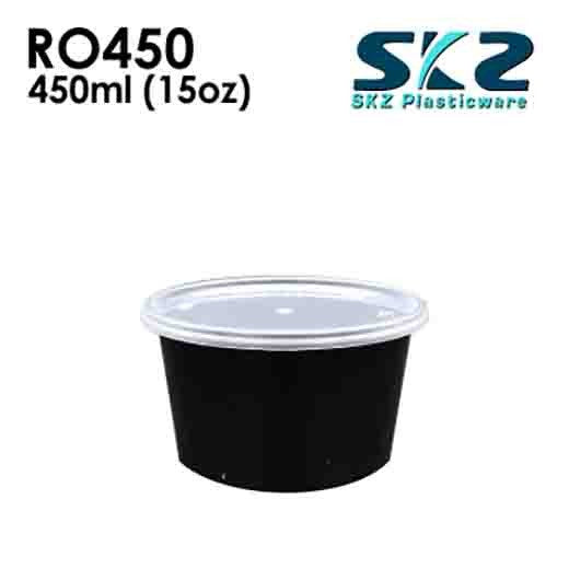 SKZ BLACK CONTAINER ROUND SERIES R0450 450ml ENVIRONMENTAL FRIENDLY FOOD STORAGE MICROWAVABLE