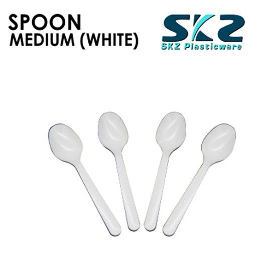 SKZ DISPOSABLE  SPOON AND FORK MEDIUM WHITE 25PCS PER PACK