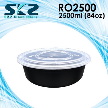 SKZ BLACK CONTAINER ROUND SERIES R02500 2500ml ENVIRONMENTAL FRIENDLY FOOD STORAGE MICROWAVABLE